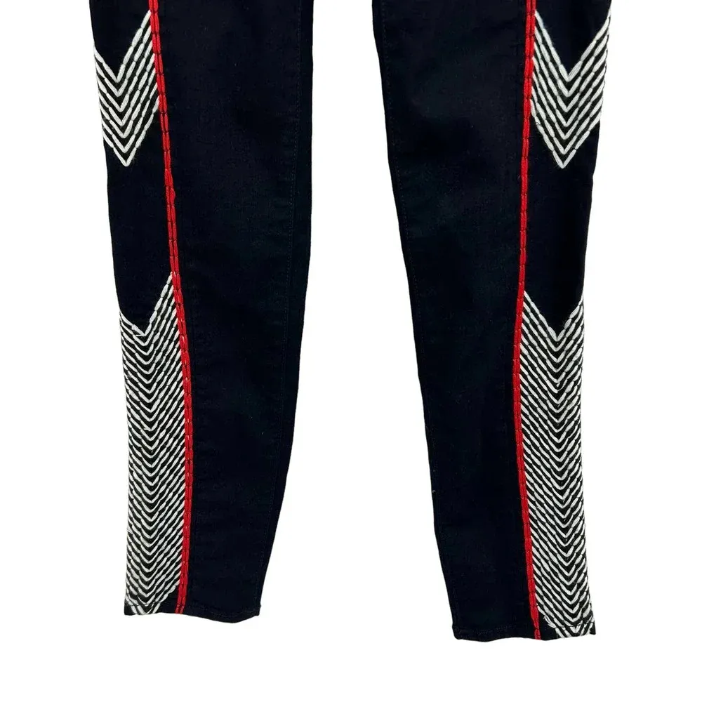 Rag and Bone Raja Midnight Embroidered Side‎ Skinny Cropped Ankle Jeans Size 26 - Image 5