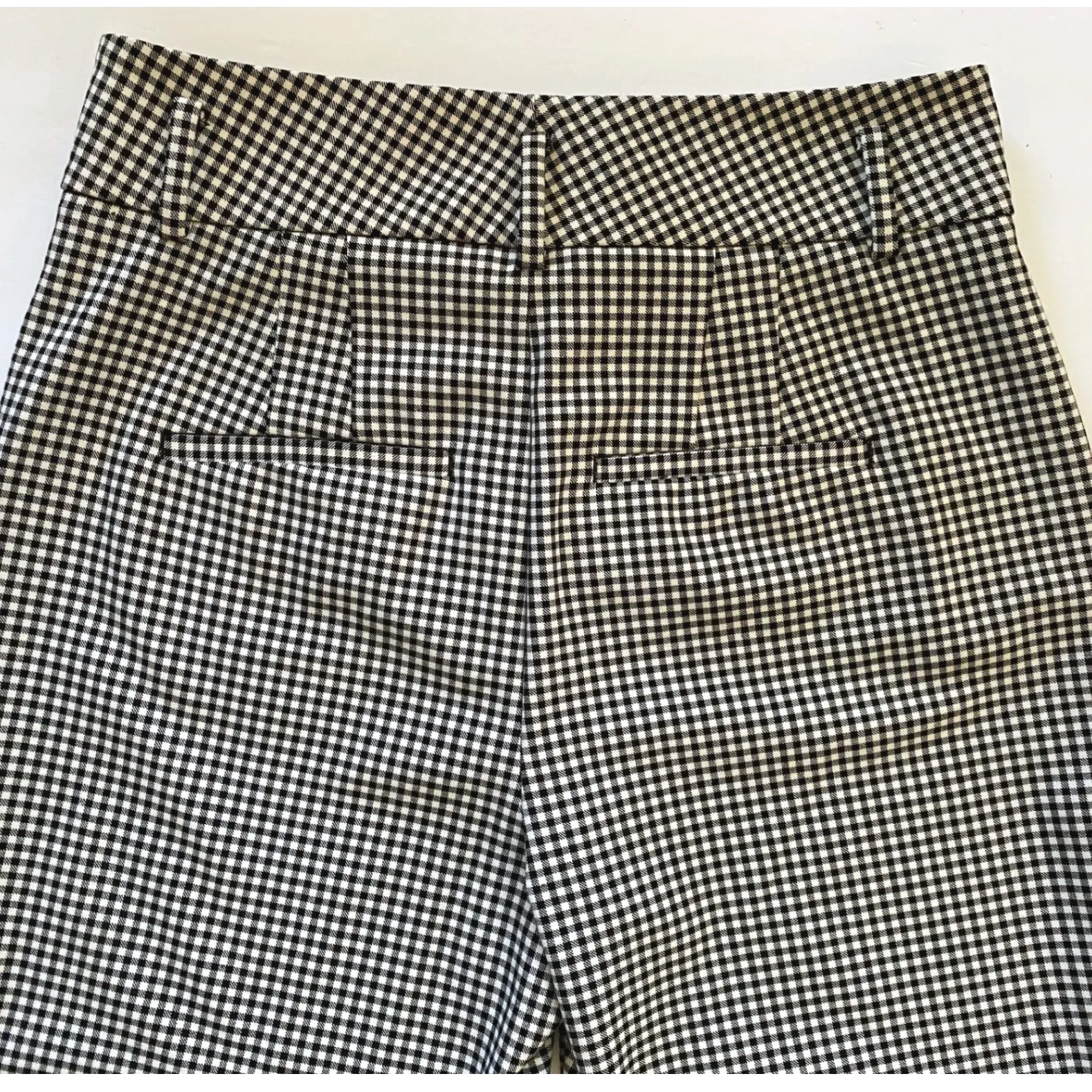 WHBM Elle Slim Tapered Ankle in Gingham Size 4 Black w/ White Gingham EUC - Image 12