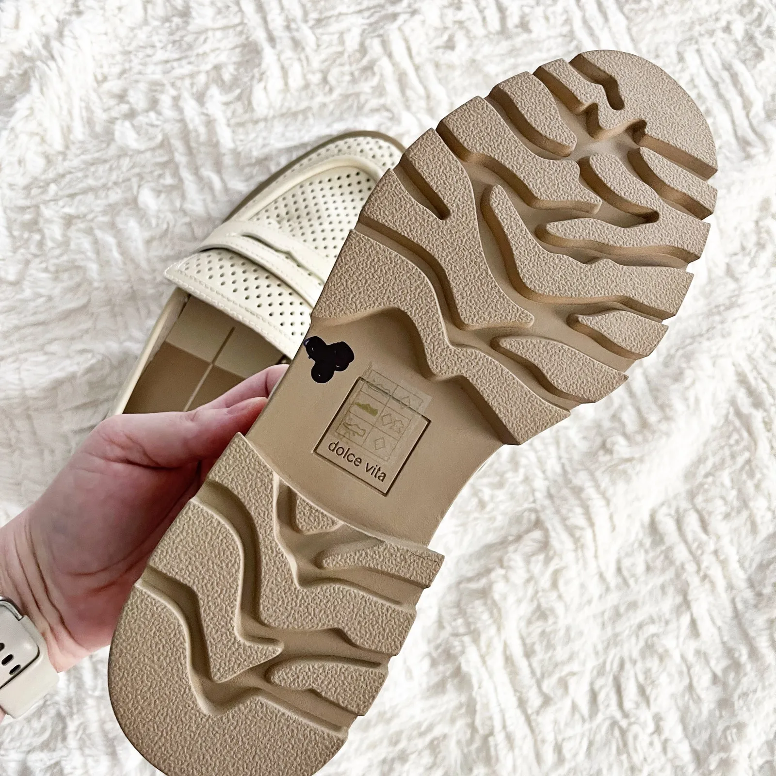 Dolce Vita Ersula Perforated Platform Loafers in Ivory Ecru Size 8.5 - Image 9