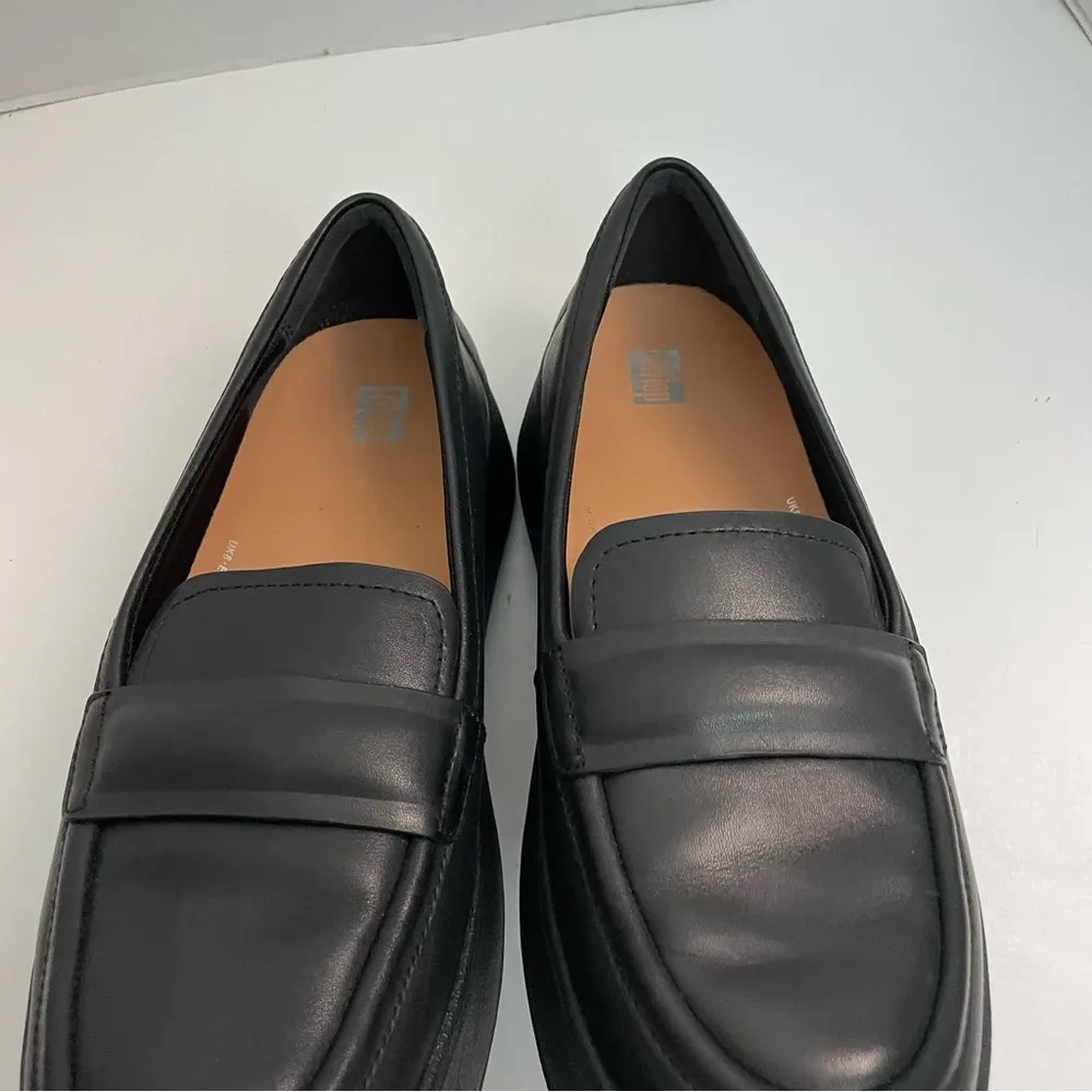 Fitflop Loafer F-MODE Padded Leather Flatform Platform Penny Loafer Look Black - Image 4