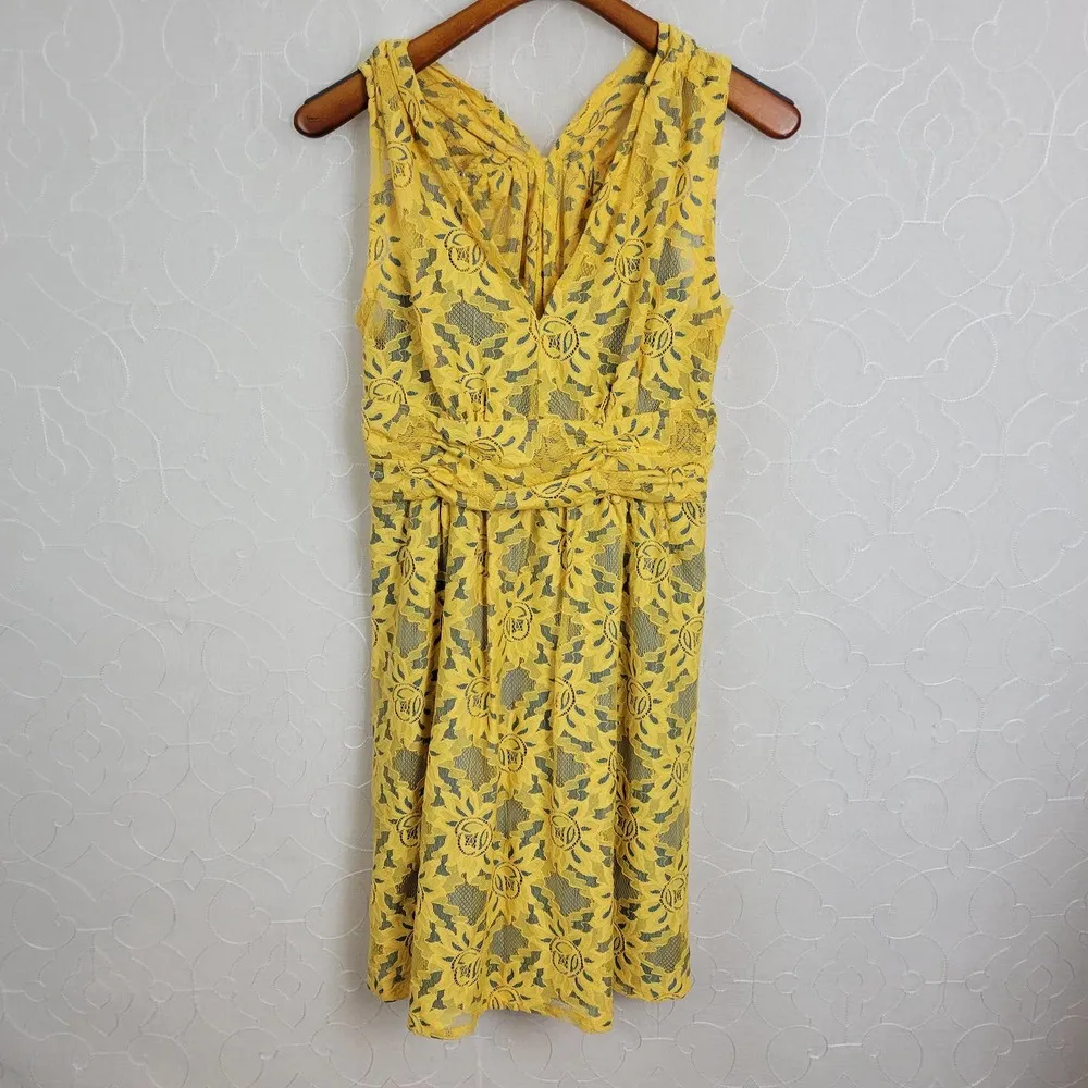 Tracy Reese Plenty by  Womens Dress Size 8 Yellow Niki Lace Sleeveless Lined Mini - Image 11