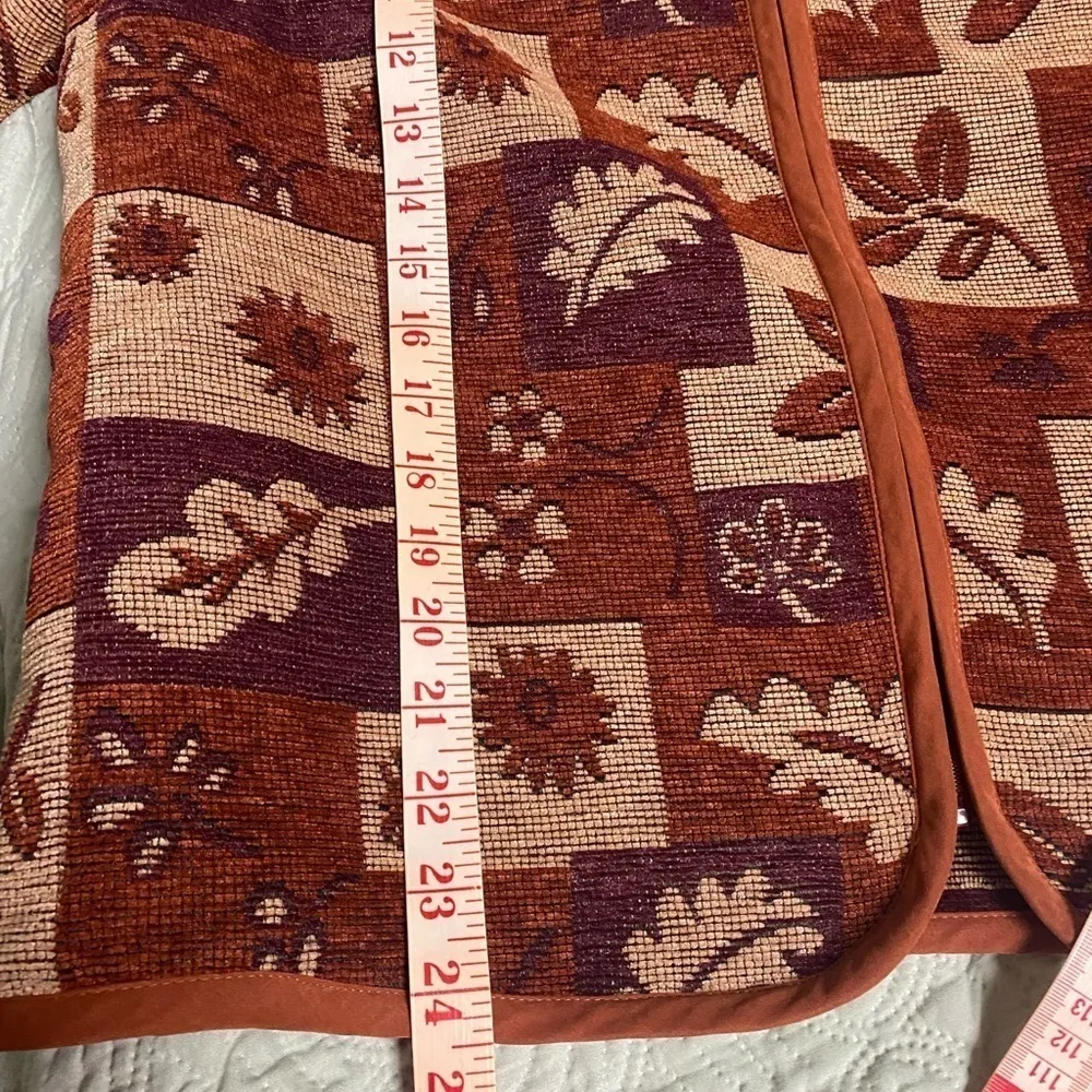 Christopher & Banks Tapestry Zip Jacket Size Large  Floral Fall Leaves Light - Image 6