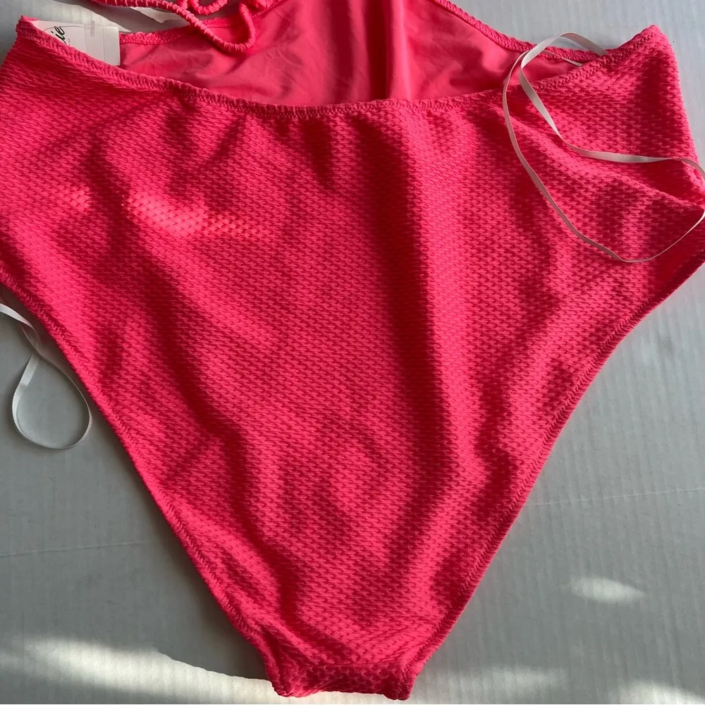NWT  JACQUARD CUT OUT STRING ONE PIECE SWIMSUIT sun coral XXL - Image 7