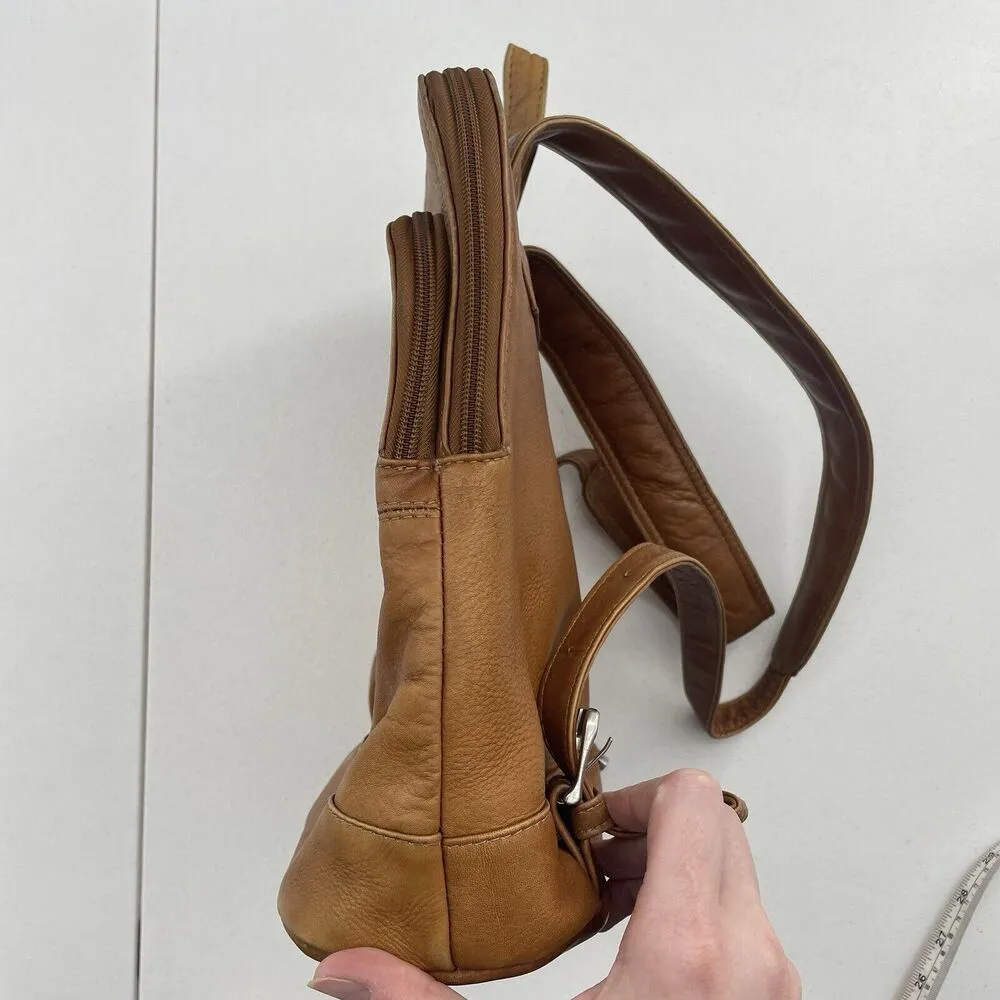 Le Donne Genuine Leather Collection Riverwalk Backpack Brown Travel Distressed - Image 4