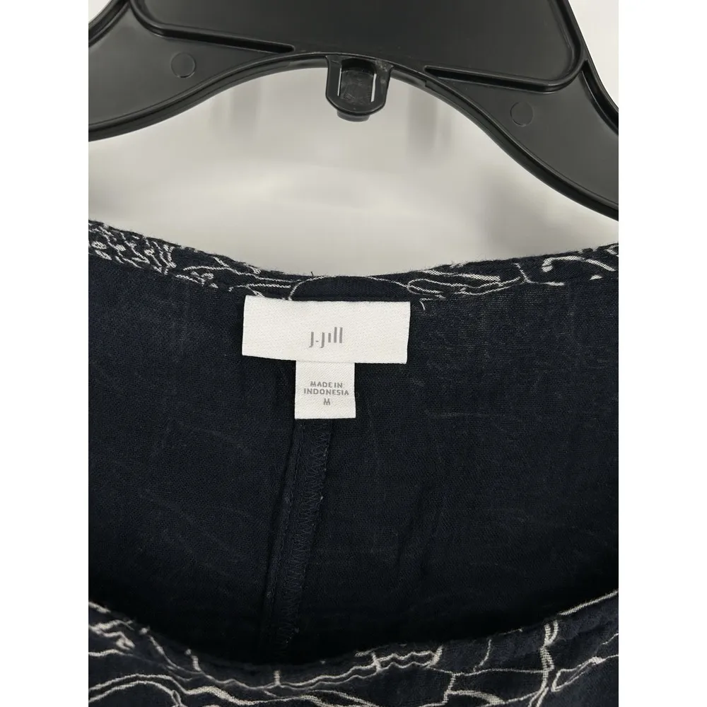 J Jill Jjill Sailboat Seashell AOP All Over Print Beach Graphic Short Sleeve Tee Blue Size M - Image 3