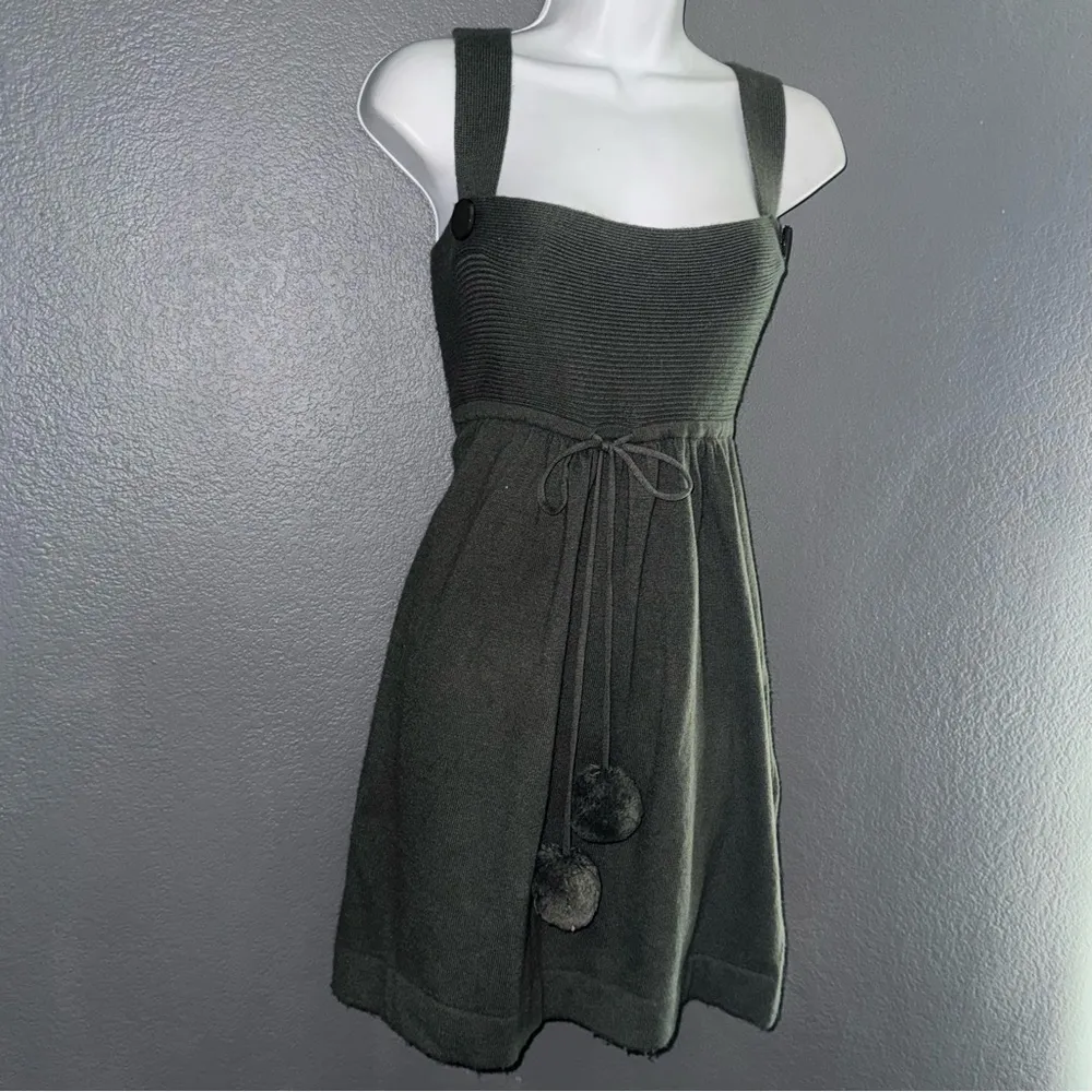 BCBGMaxazaria New w $180 Tags Army Green Pom Pom Mini Dress Large - Image 2