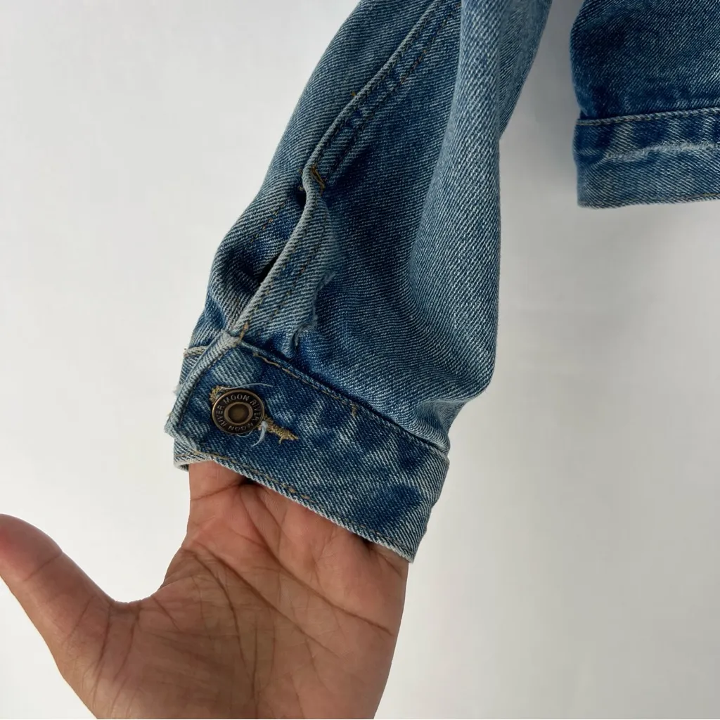 Moon River Light Blue‎ Denim Ripped Distressed Puff Shoulder Jean Jacket Size S - Image 7