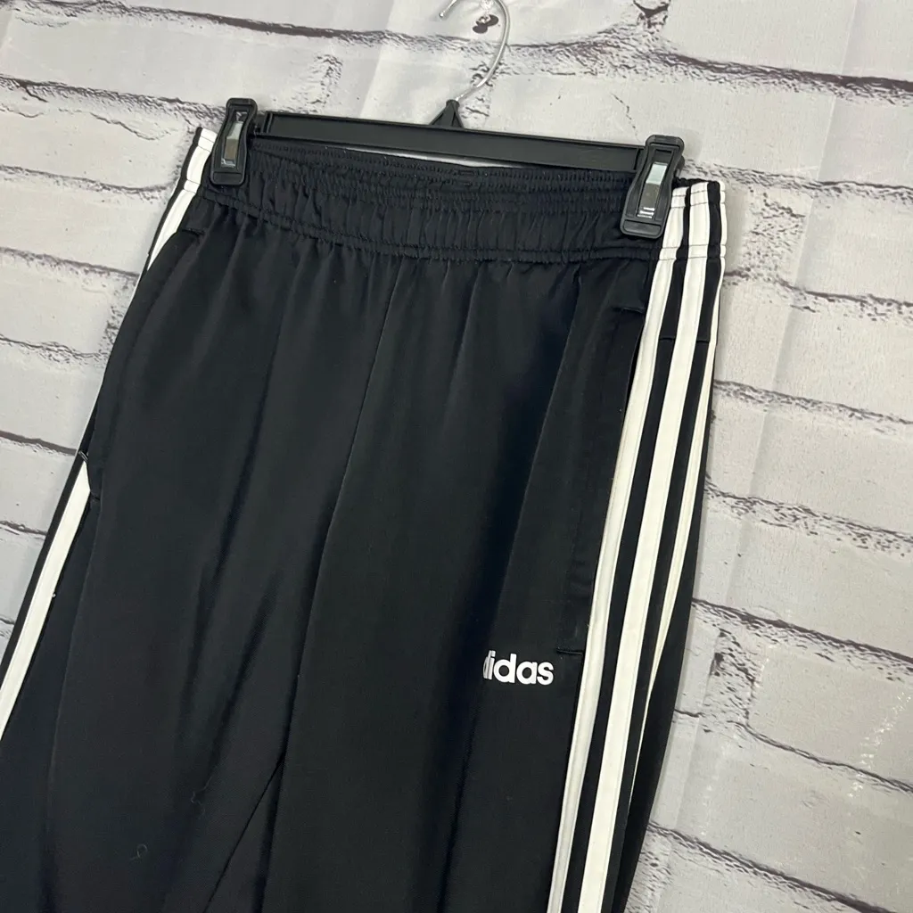 Adidas Black + White Sweatpants SZ S Signature Stripes Streetwear Classic Y2K - Image 7