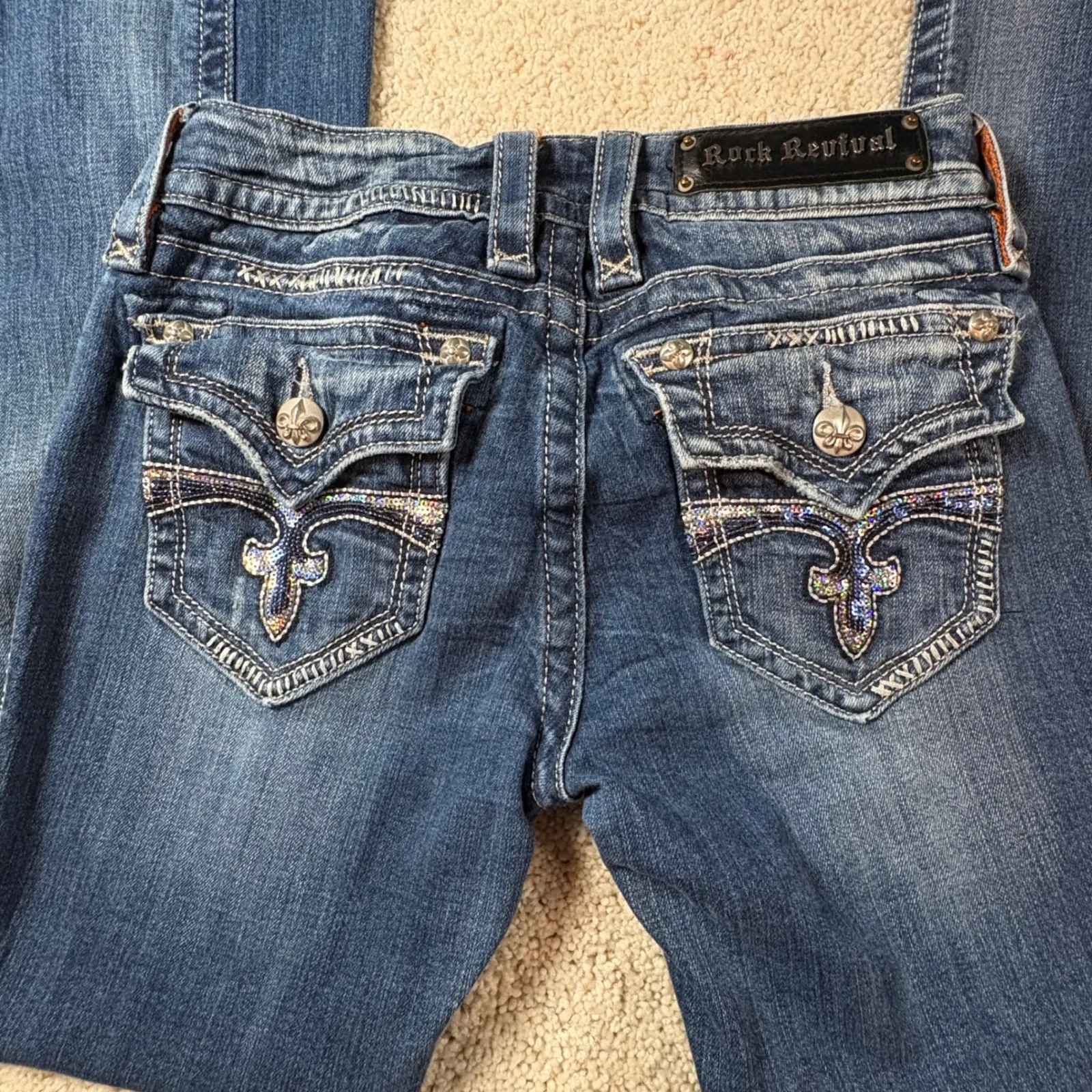 Rock Revival Buckle Bootcut Jeans Women's 27 Embellished Thick Stitch Y2K denim - Image 3