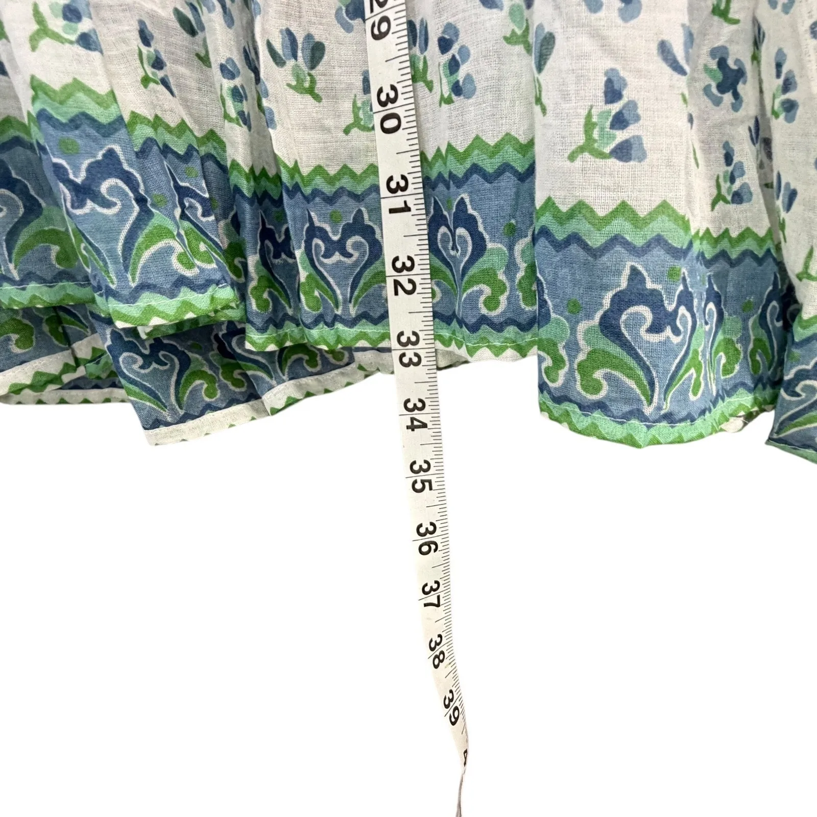 Daughters of India Kyra Mini Dress Size S Puff Sleeve Cotton Azure Floral Print Blue - Image 9