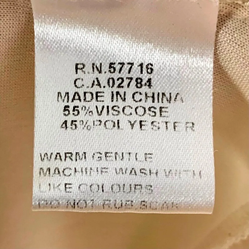 Babydoll Sleeveless Sundress Mini Dress Beige Tunic Floral Appliqué Lace Hem M - Image 7