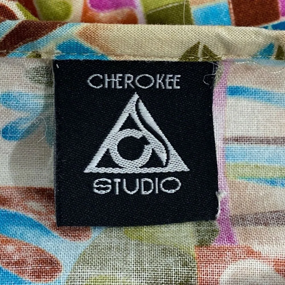 Cherokee Studio Floral Plant Patterned Scrub Top Shirt Size XS - Image 6