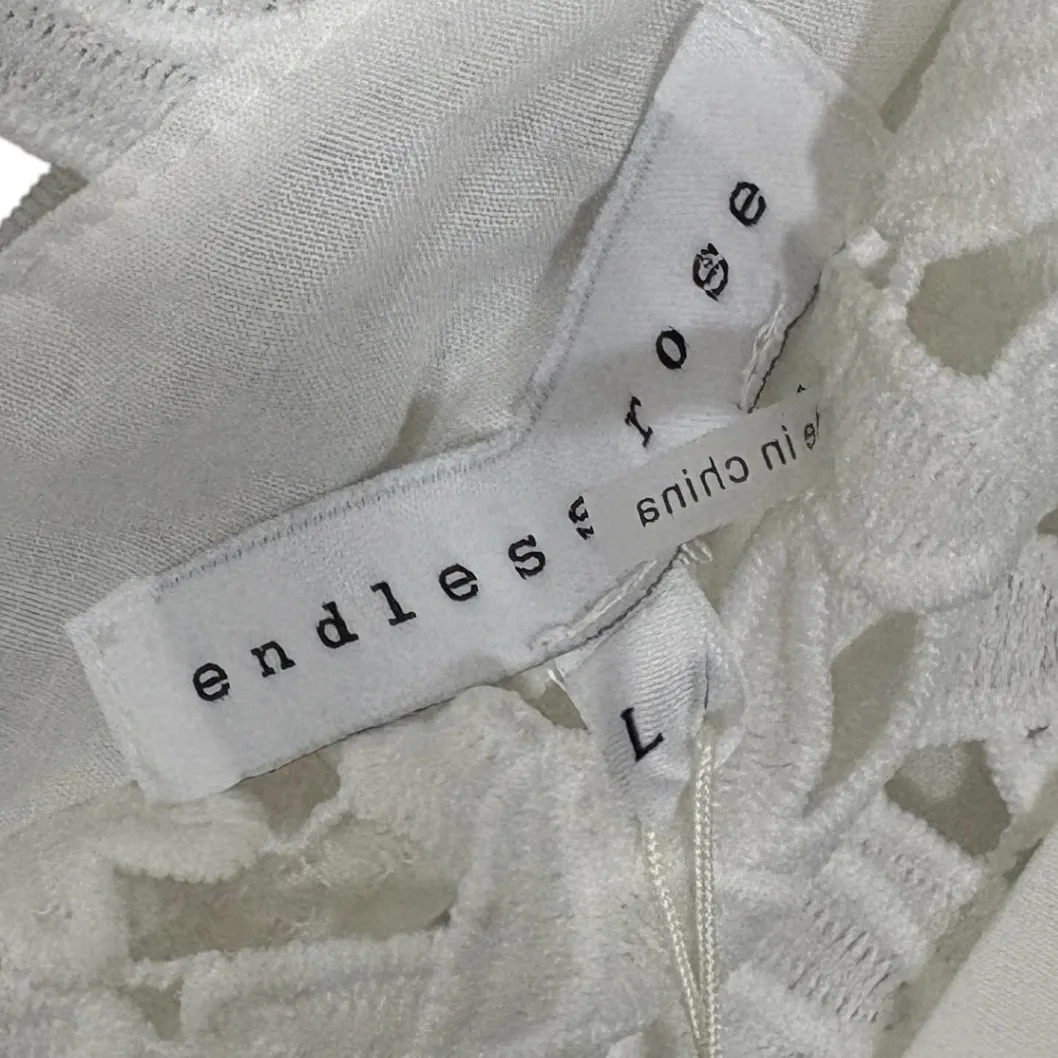 Endless Rose White Lace Tiered Ruffle V Neck Maxi Dress Size L - Image 3