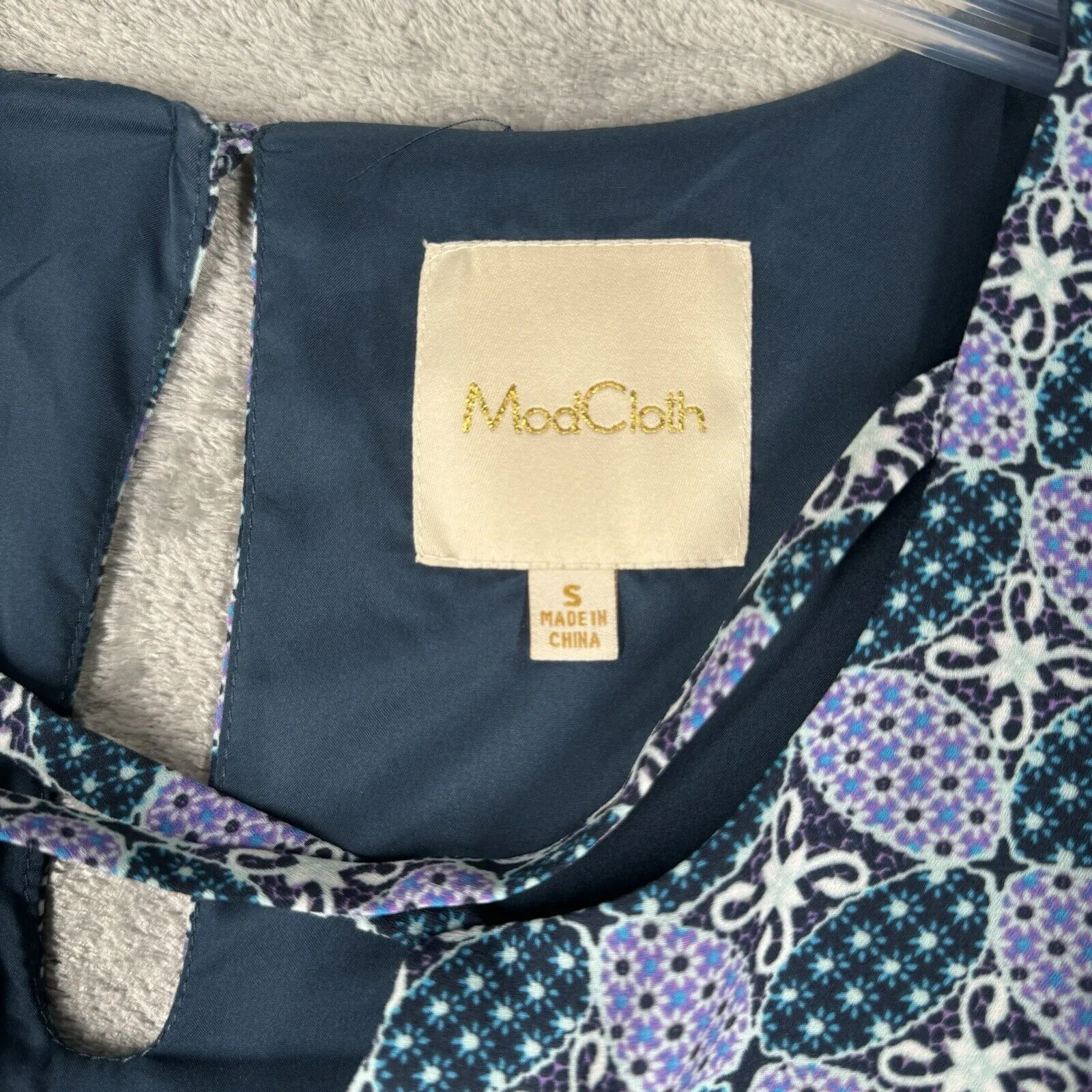 ModCloth Dress Womens Small‎ Blue Purple Geometric Shift Casual Office Preppy - Image 6