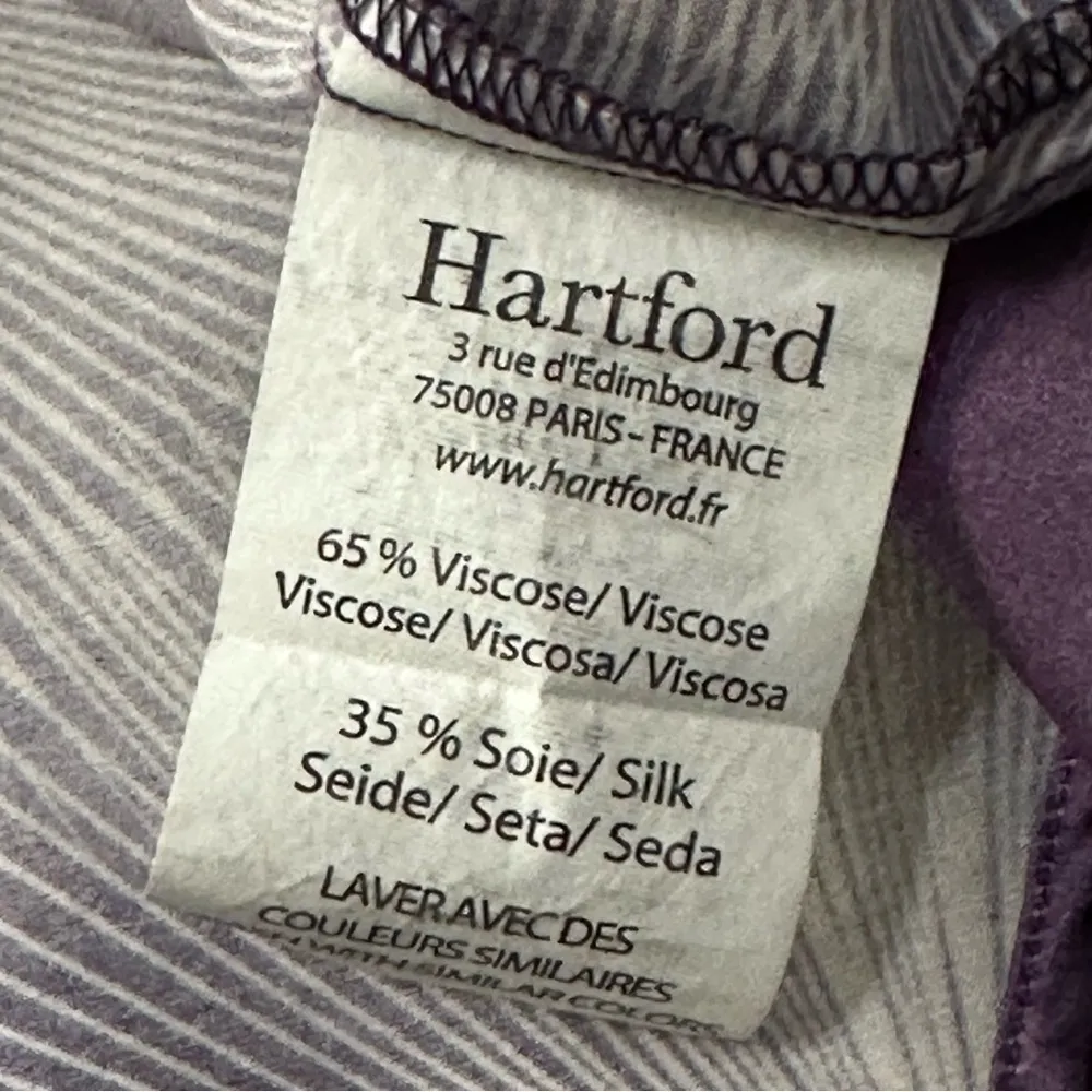 Hartford Alternative Classics 0 Purple Dandelion Print Silk Button Down Shirt - Image 6