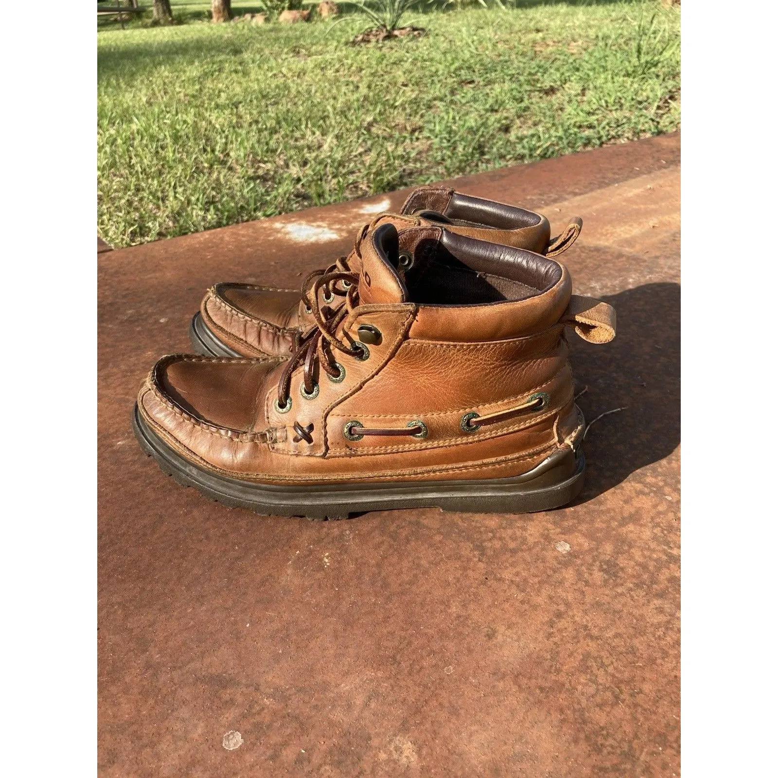 Polo Ralph Lauren Sz 8 B Ortero Hiking Mid Boots Tan Leather Womens WF4362 - Image 3