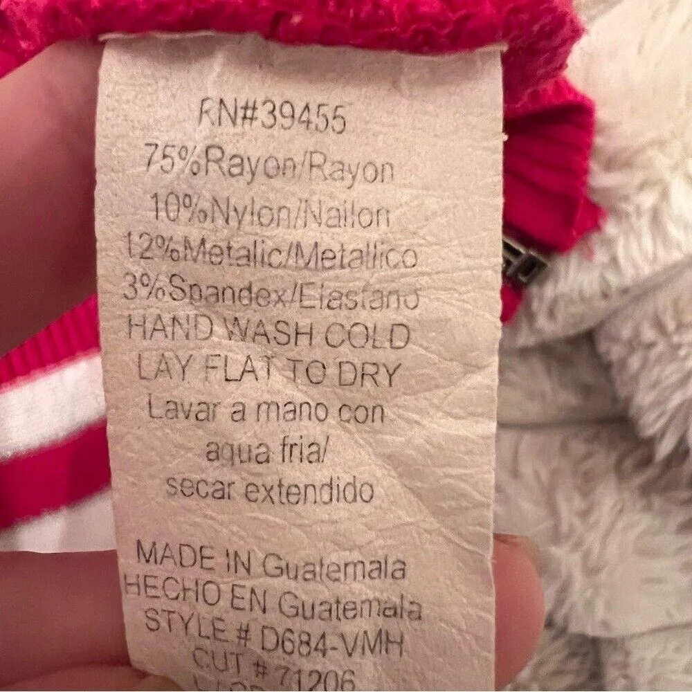 Vintage Dolce Vita Pink White Striped Shimmer Zip Front Knit Y2K Top Size M Size M - Image 9