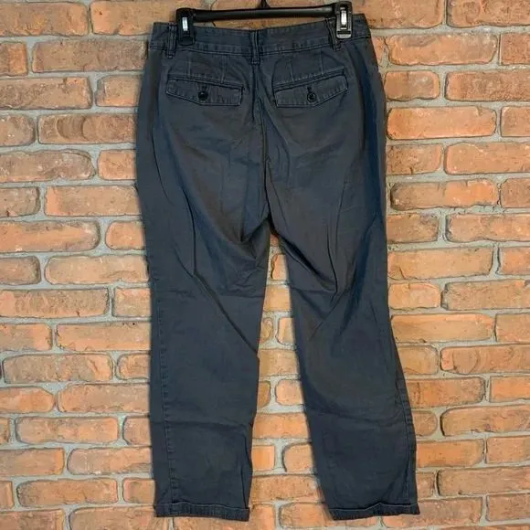Eddie Bauer Pants Women's Size 6 Petite Gray Casual Straight Leg Chinos Cotton‎ - Image 2