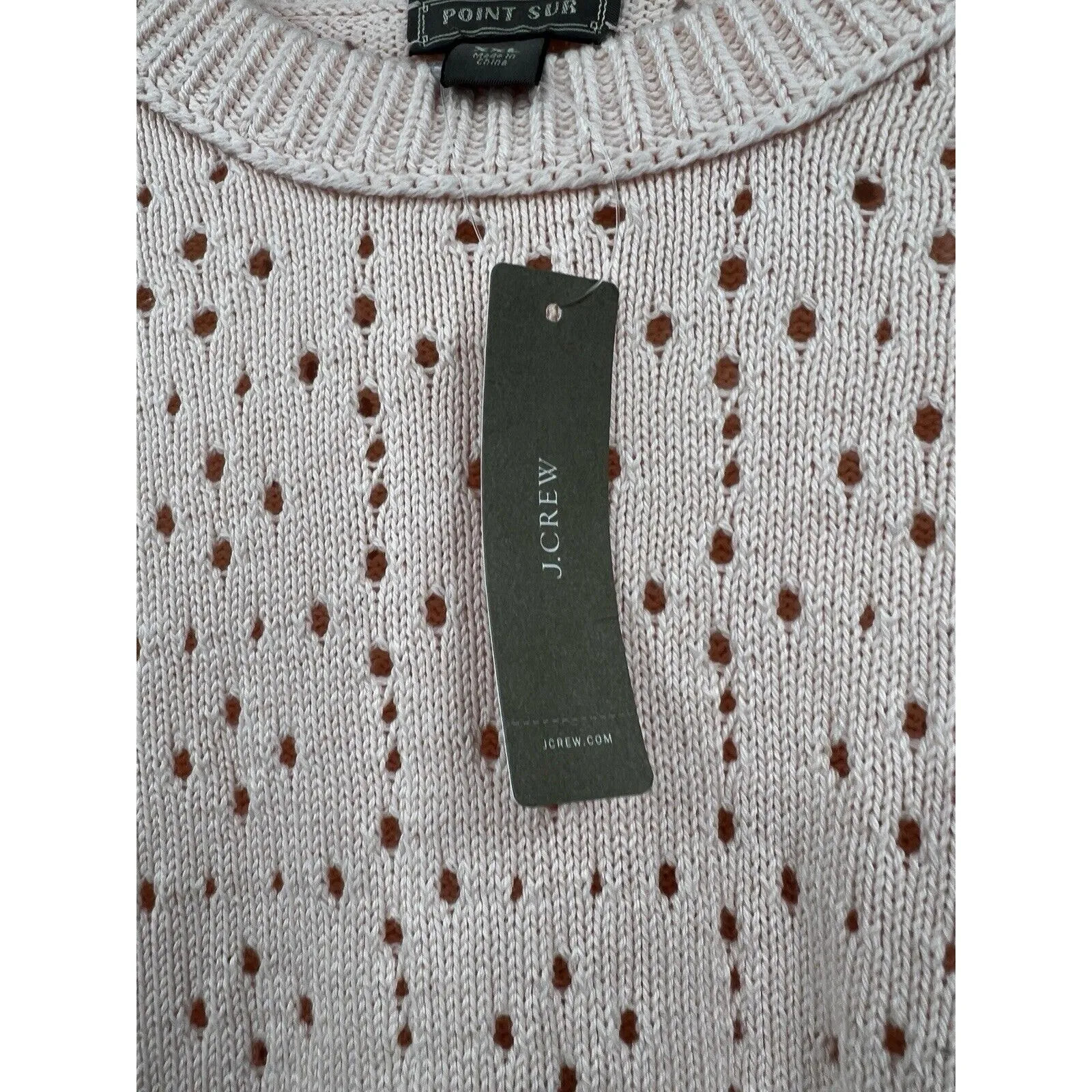 J. Crew Pointelle Point Sur Crewneck Sweater In Heather Pale‎ Blush Pink XXL New - Image 3