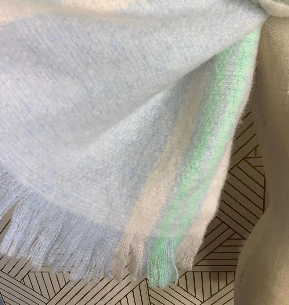 Free People Brushed Racer Stripe Blanket Scarf in Sky Combo Blue Green - Image 5