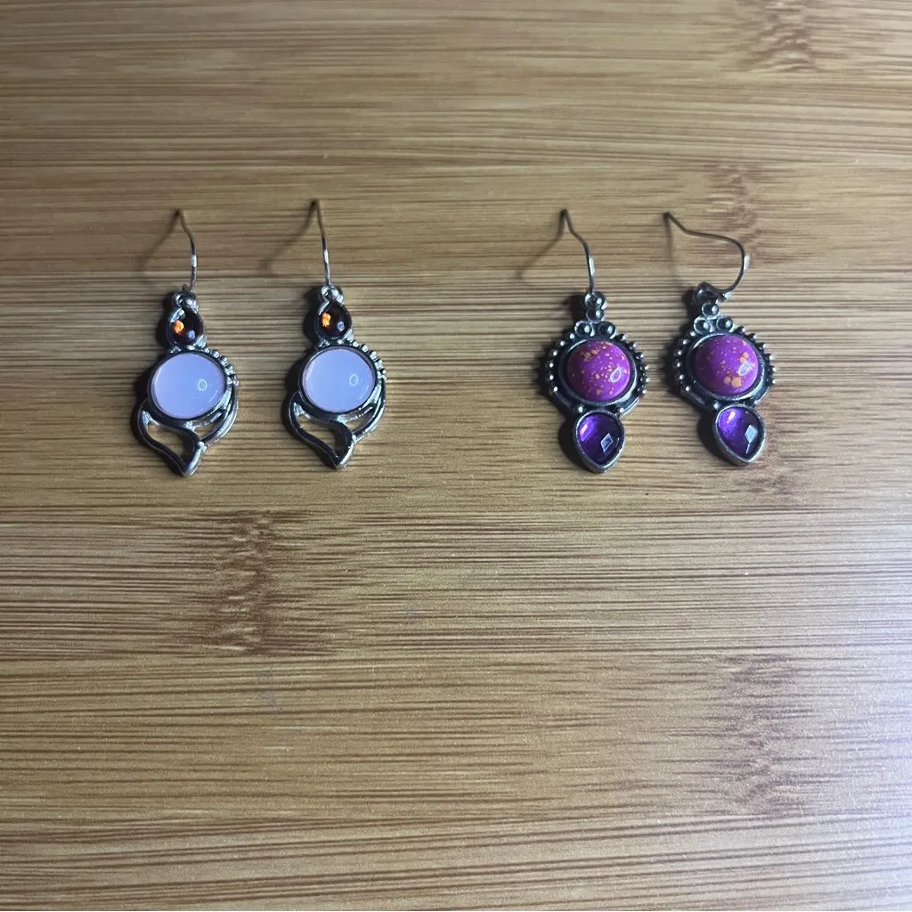 Boutique Elegant Silver and Purple Earrings - Image 5