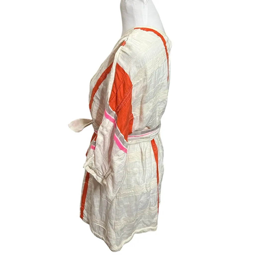 Ace & Jig Dress Women’s Small Cream Orange Stripe Belted Tunic Cotton Gauze - Image 3