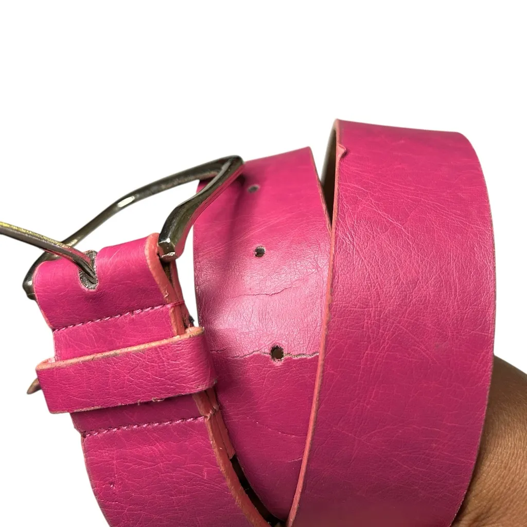 Hot Pink Magenta Genuine Leather Belt with Silver Buckle | Fashion Accessories - Image 9