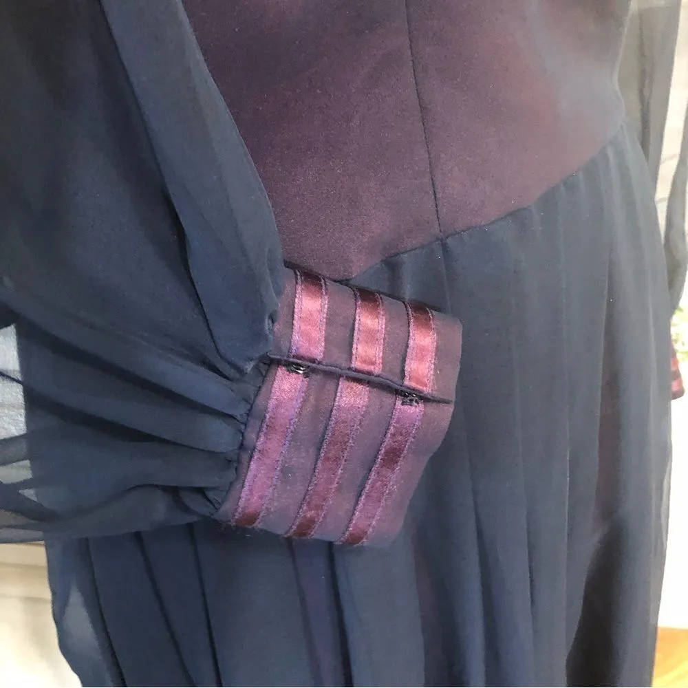 Vintage Abe Schrader 70s Lace Maxi Dress Purple Navy M Size M - Image 5