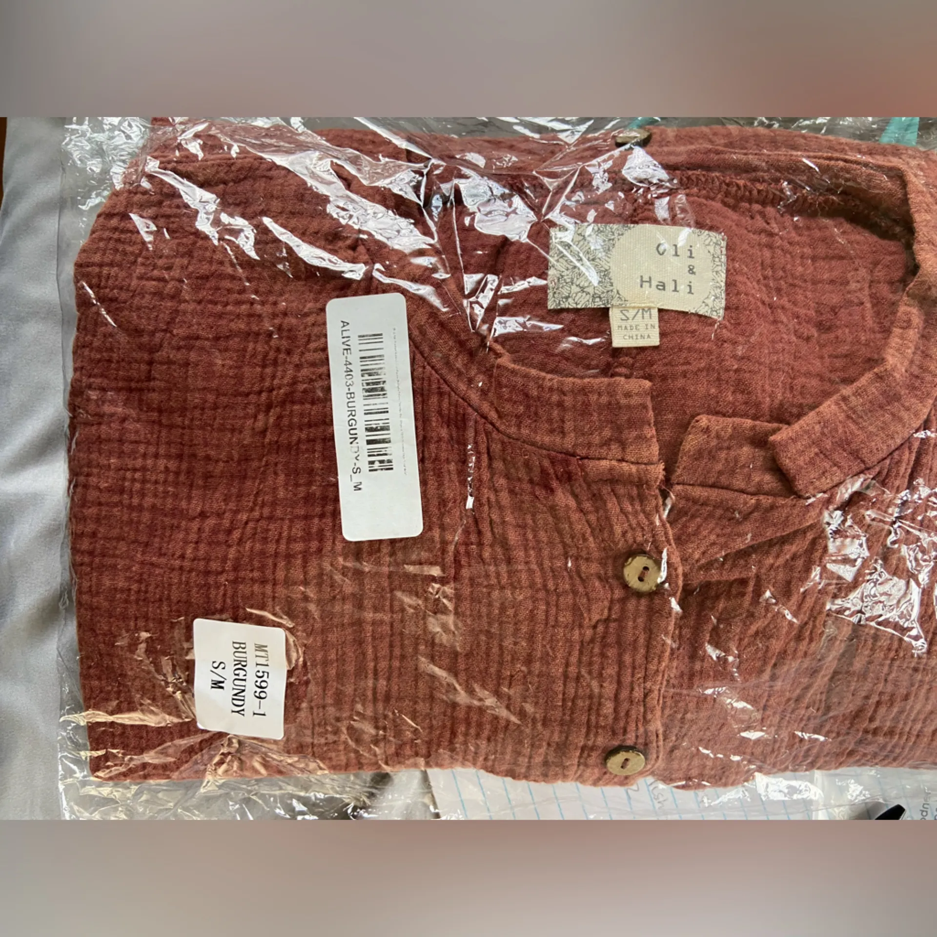 Oli & Hali Red Button Down Top Kimono Hippie Boho Western Shawl Cotton Oversized Size M - Image 15