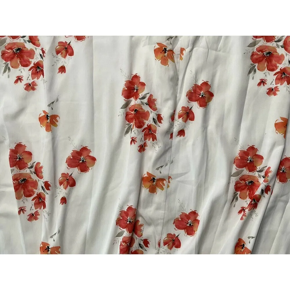 Womens Polagram White Coral Floral Print Flowy Boho Ruffled Maxi Dress Plus 1X - Image 8