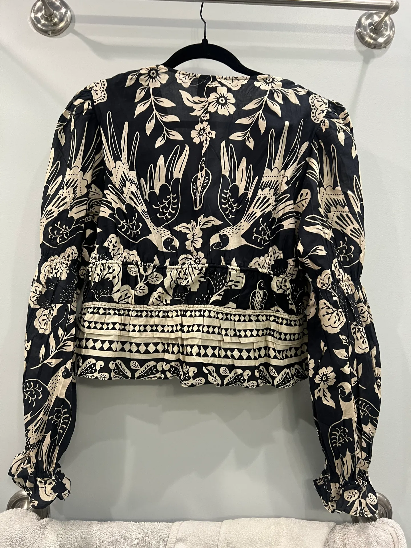 Black Graphic Floral Blouse - Image 2