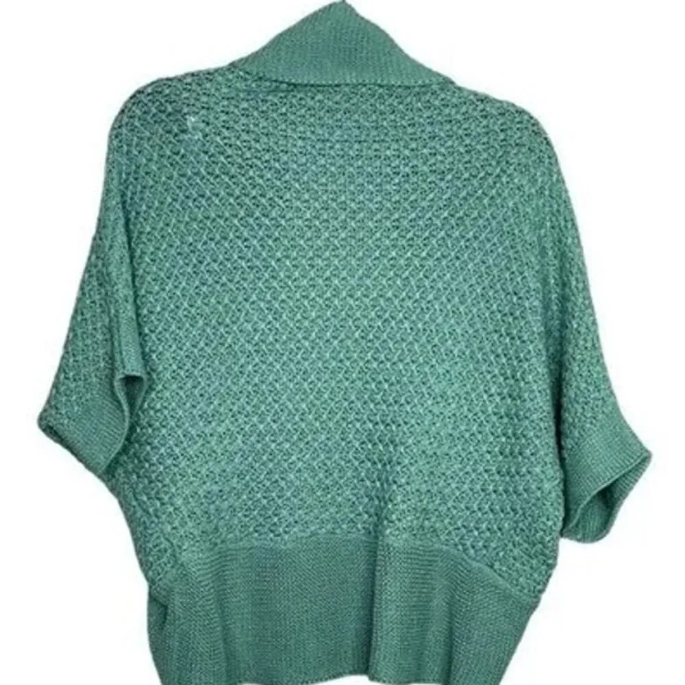 ZARA Slouchy Short Sleeves Knit Cotton Short Cardigan Sweater Open Front M Teal - Image 10