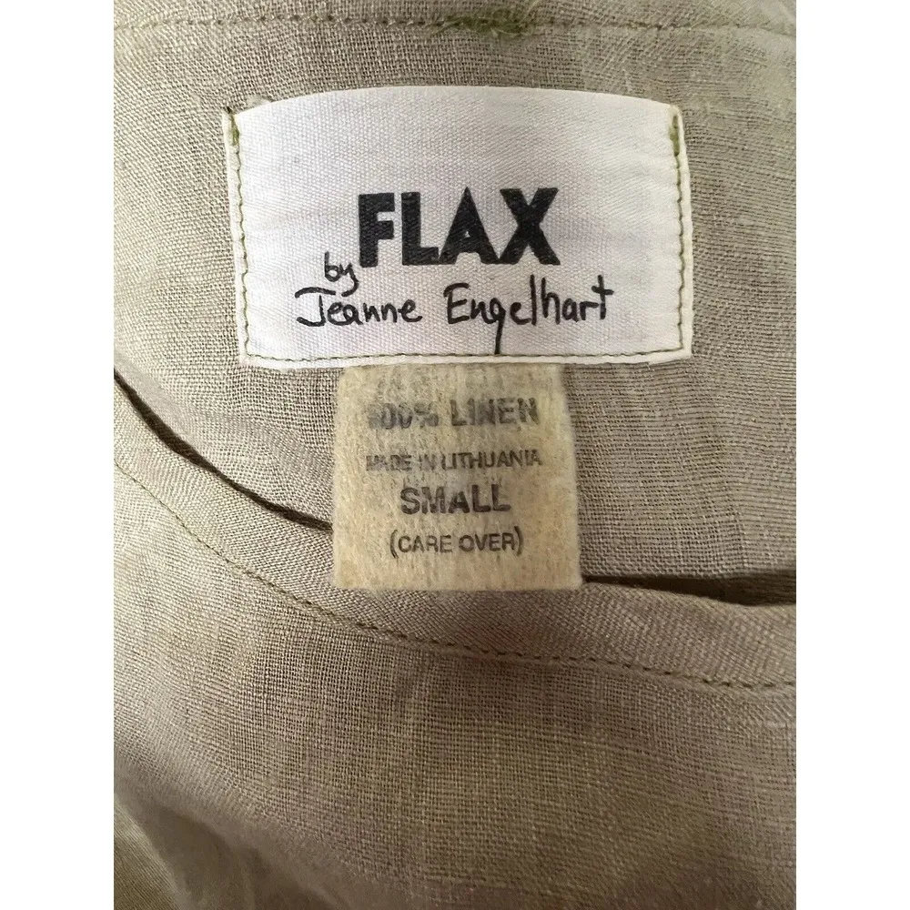 FLAX Short Sleeve Pleat Dress 100% Linen w/Pockets Long Women’s Small - Image 6