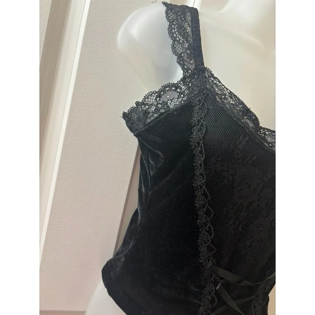 Carrie Caustic Killstar Black lace trim lace and velvet tank top S gothic - Image 7