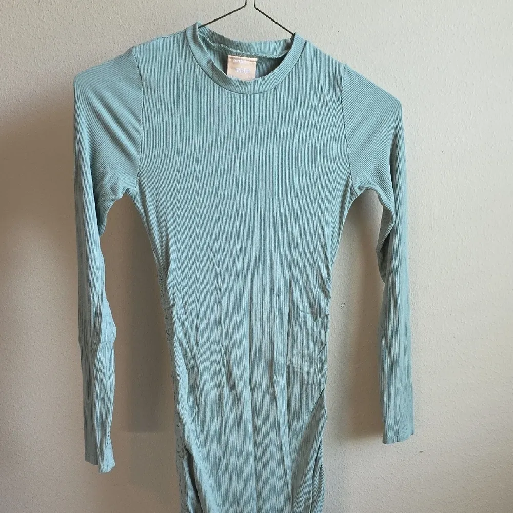 Sage And Paige Bodycon Dress Ruched Ribbed Long Sleeves Green Large - Image 6