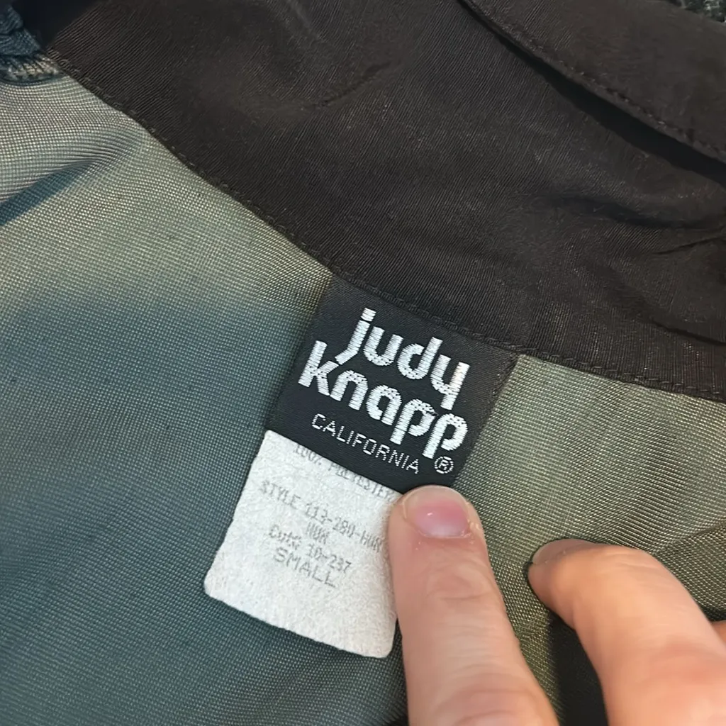 Judy Knapp women’s small crushed velvet button down blouse Green - Image 6