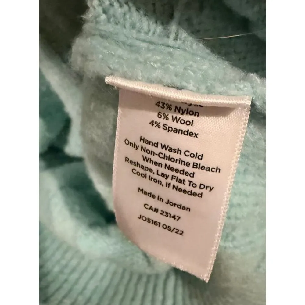 Talbots cardigan button up Wool Cozy warm Sweater large teal blue winter - Image 6