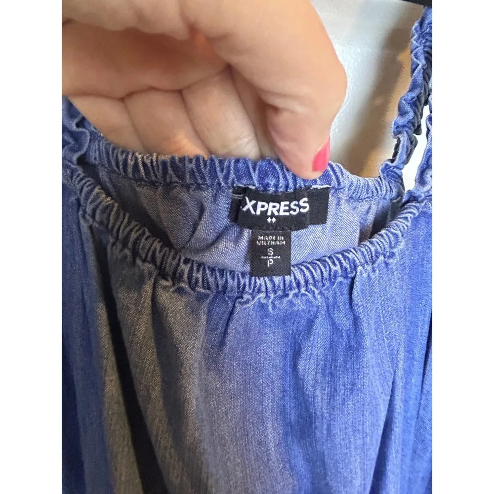 Express Denim Chambray Romper Size Small 90s Kidcore - Image 4