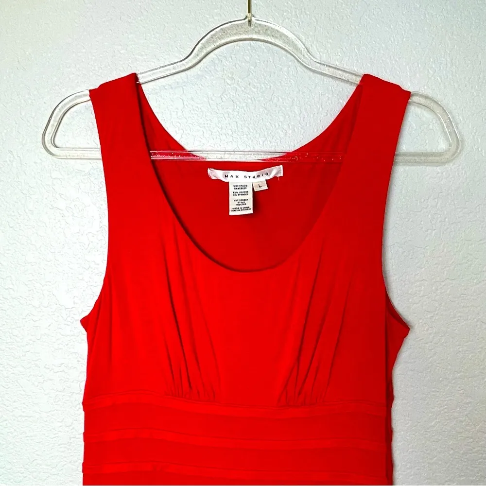 MAX STUDIO Red Sleeveless Dress with Flattering Compression Waist Size L - Image 2