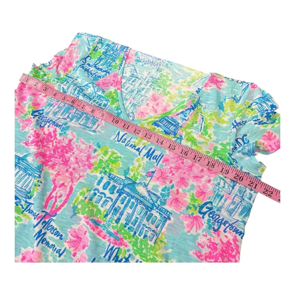 LILLY PULITZER Etta short sleeve tee shirt top D.C national mall print L - Image 8