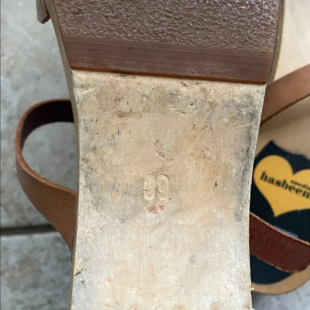 Swedish Hasbeen Haga Plateau Leather Clogs Tan Size 8 - Image 12