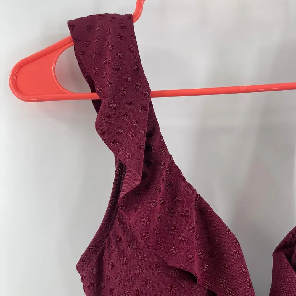 ROBIN PICCONE Julianna Swimsuit Size 4 NEW One Piece Ruffle Dot NWOT Eggplant - Image 9