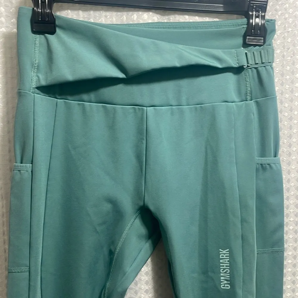 Rare GYMSHARK Training 7/8 Leggings Obsidian Green Size Small Belt Like - Image 3