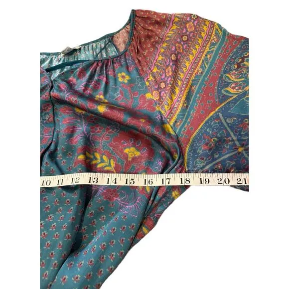 Sundance XL Boho‎ Midi Maxi Dress Jewel Tone Modal Resort Wear Tie Waist NWT - Image 6