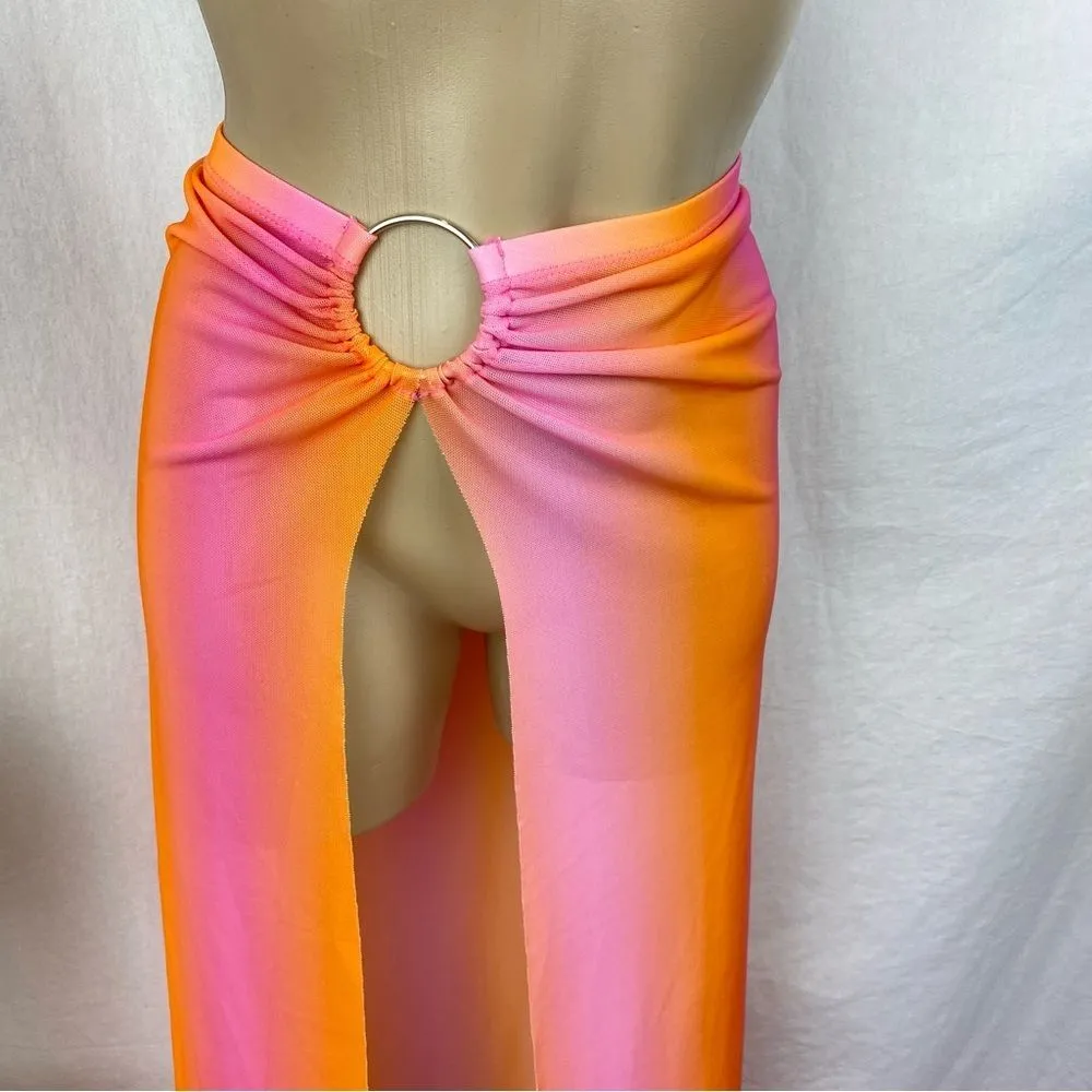 Kendall + Kylie Pink Print Open Front Maxi Swim Bathing Suit Cover Up NEW L - Image 2