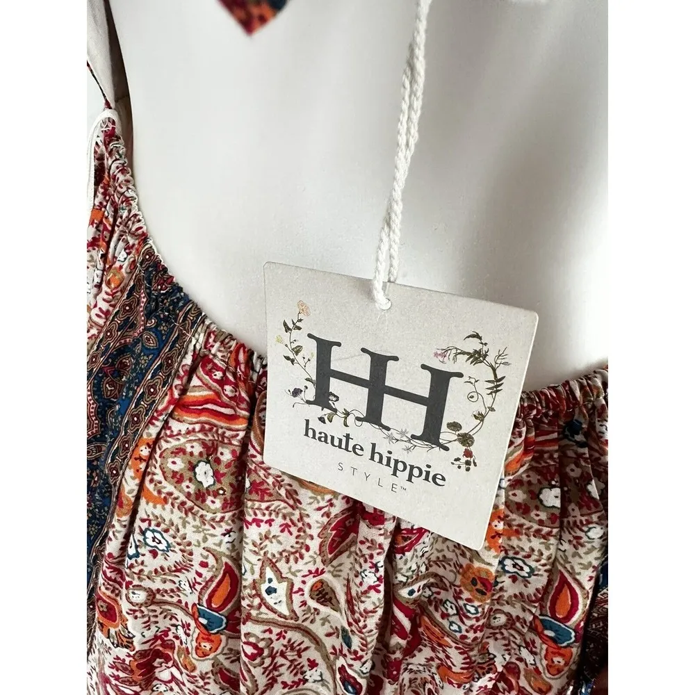 NWT Haute Hippie Boho Fairy Floral Flutter Sleeve Maxi Dress open Back Size 6 - Image 8