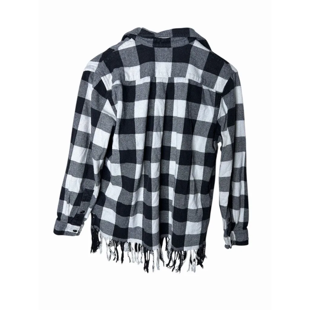 Polo Ralph Lauren Buffalo Check Plaid Fringe Trim Button Shirt Womens Size M - Image 2