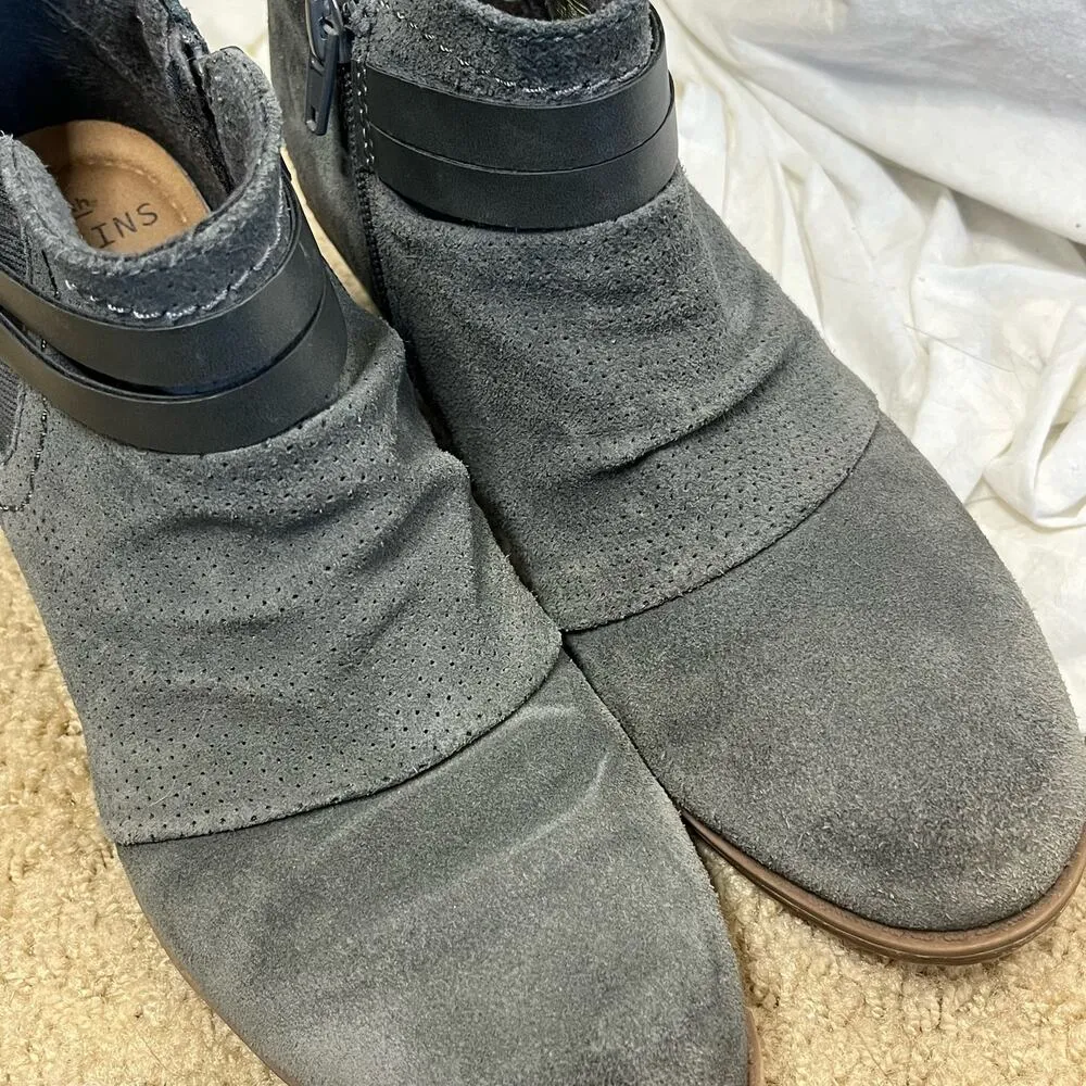 Earth‎ Origins Women's Odel Gray Suede Ankle Boots Size 8.5 Block Heel Zip Close - Image 8