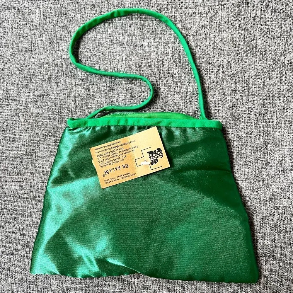 NWT Ek Balam Green Handmade Purse Zipper Pouch Made in Mexico Green Jewel Multi - Image 4
