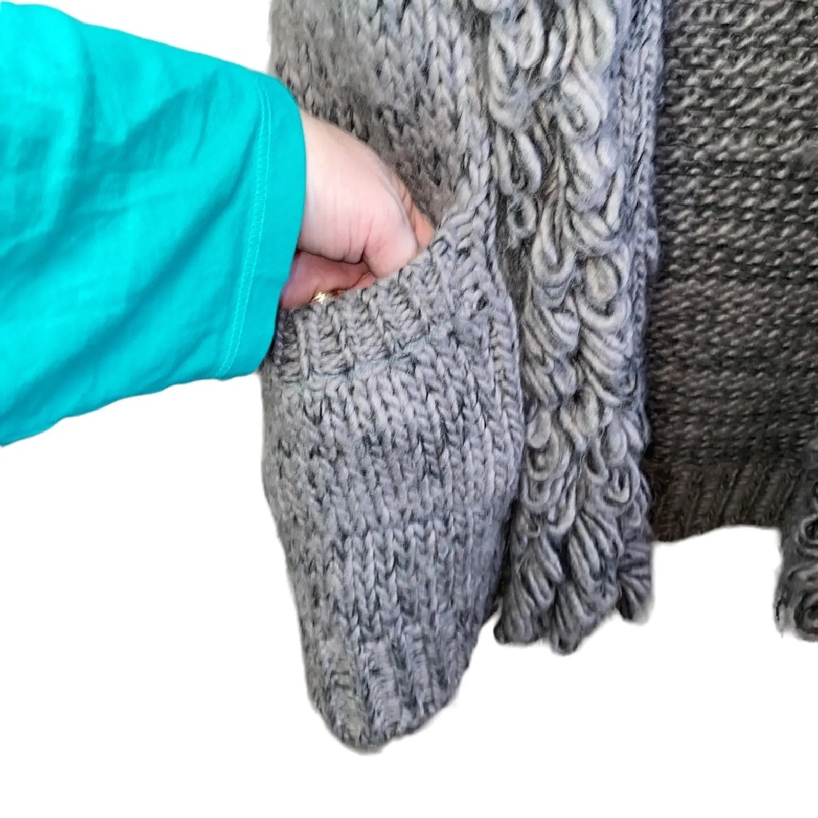 Ellen Tracy Wool Blend Gray Crochet Vest - Image 2